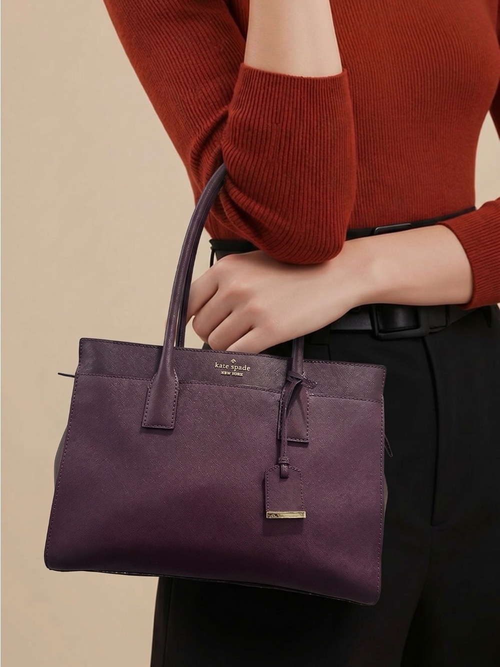 kate spade Plum Saffiano Tote in Deep Purple